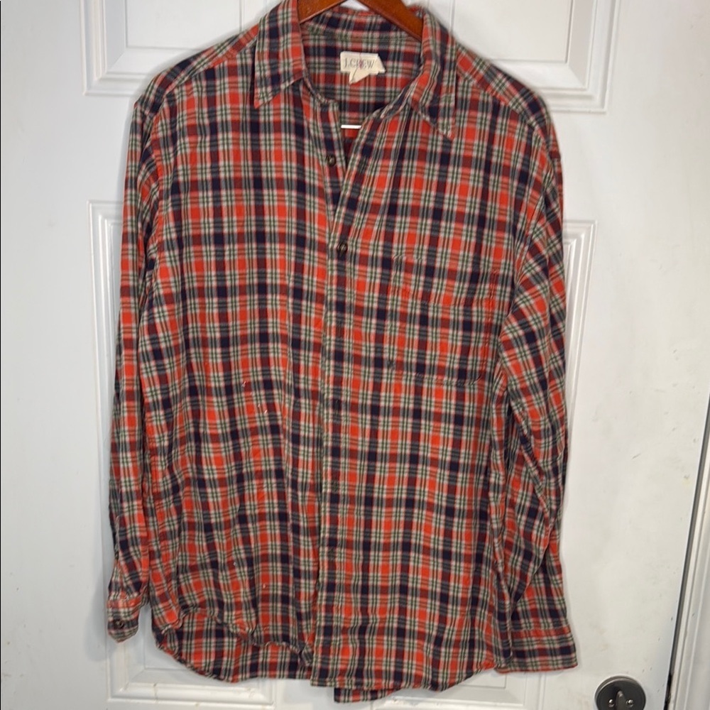 J. Crew Red and Blue Casual Button Down Shirt